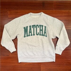 Abercrombie & Fitch Gray Crewneck Sweater with Green Print